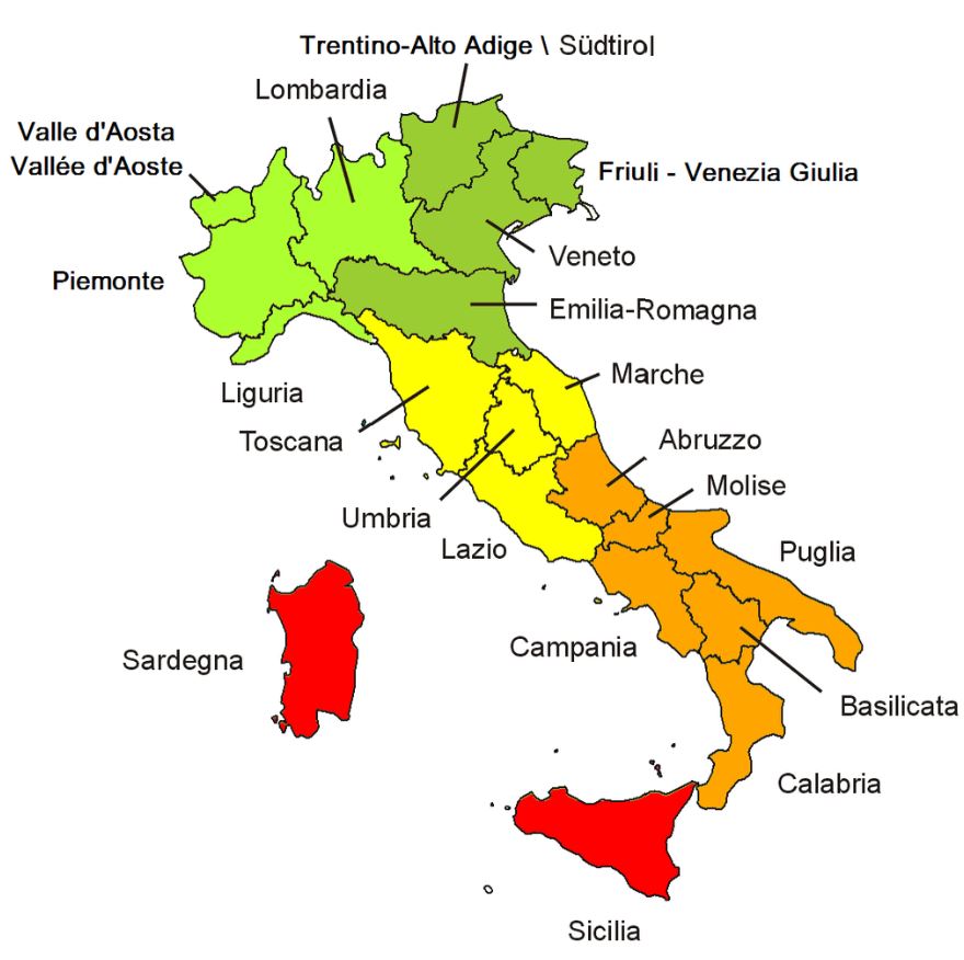 Carte régions Italie