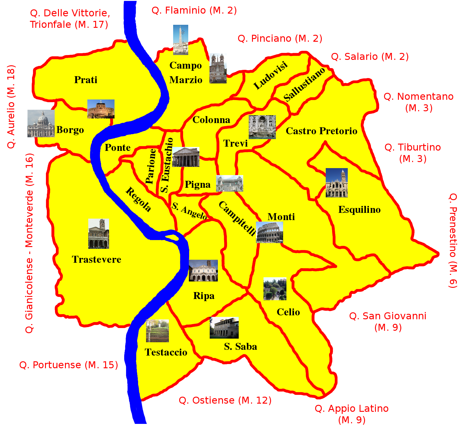 Roma rioni mappa