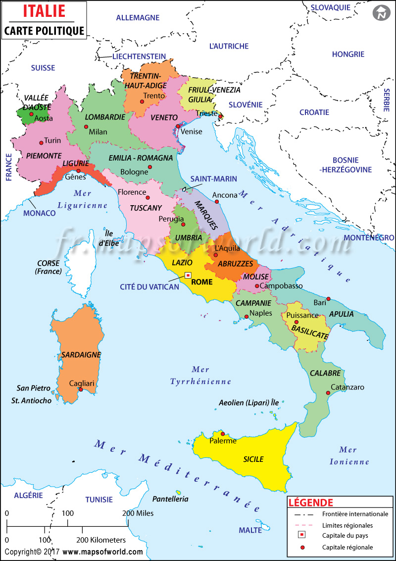 Italie carte politique